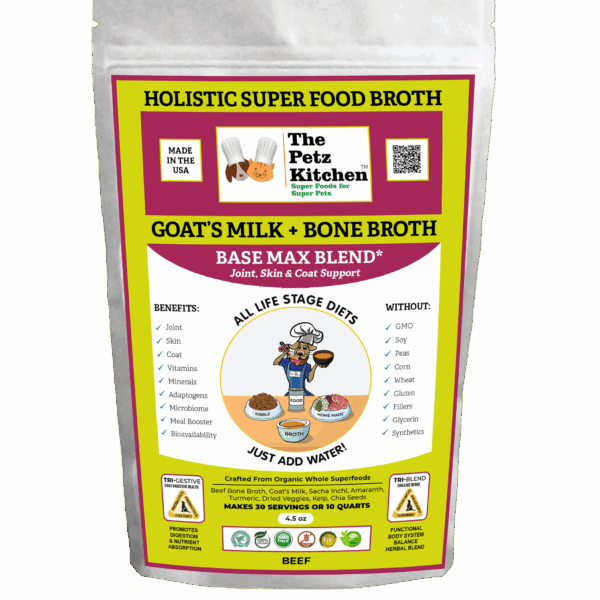 Goats Milk + Bone Broth Base Max* Joint, Skin & Coat Support Broth* The Petz Kitchen Dog & Cat