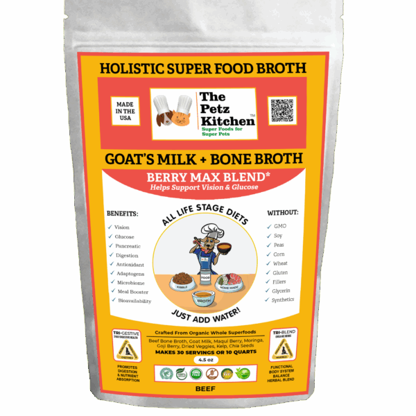 Goats Milk + Bone Broth Berry Max Antioxidant Vision & Glucose Support Broth* The Petz Kitchen Dog & Cat Holistic Super Foods*