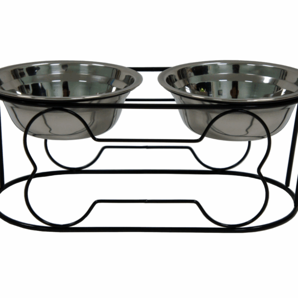 YML Wrought Iron Stand with Double Stainless Steel Feeder Bowls