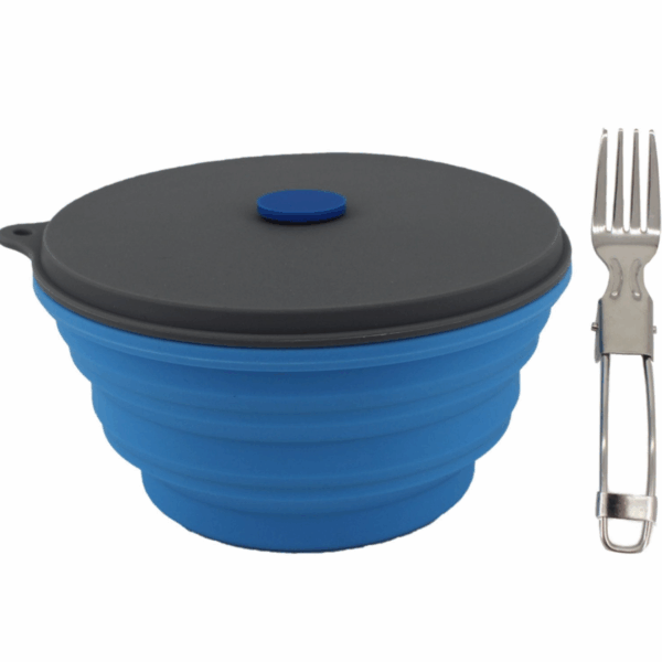 Mr. Peanut's Collapsible Silicone Camping Bowl with Lid & Foldable Fork