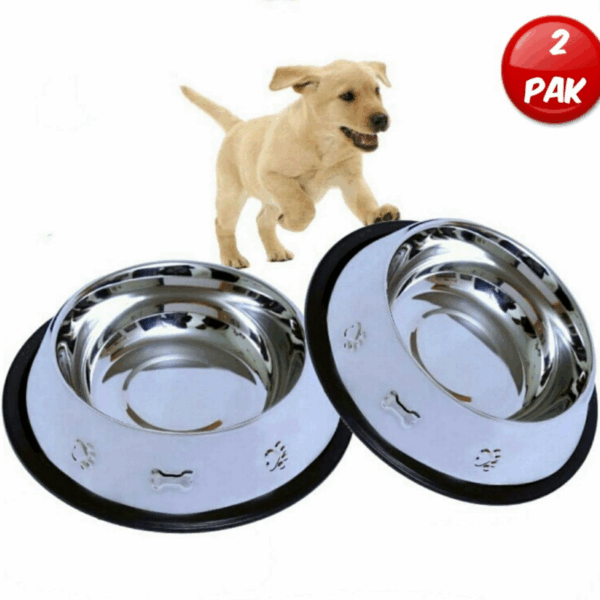 Etched Food Grade Stainless Steel Dog Bowls