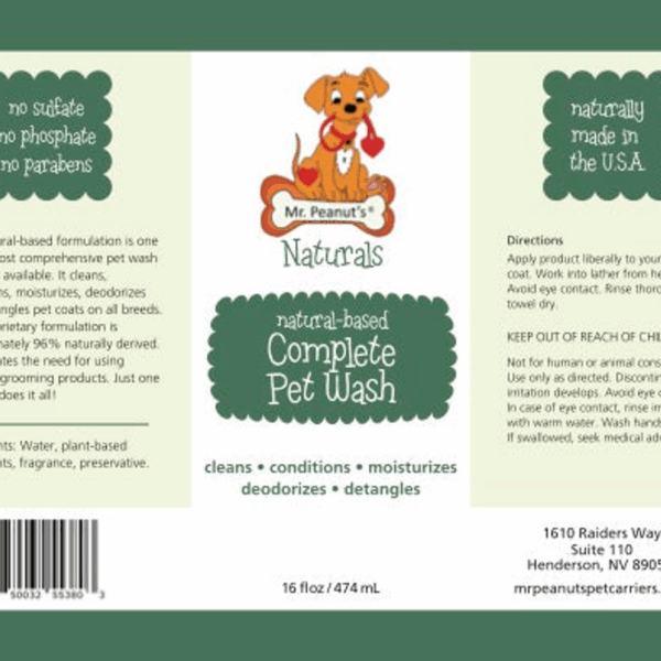 Mr. Peanut's Naturals 5 In 1 Pet Wash - Organic Dog Shampoo & Conditioner - Defense Against Dandruff, Allergies, & Itchy, Dry, Sensitive Skin
