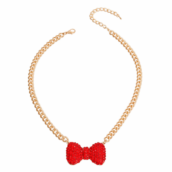 Red Bow Pendant Necklace