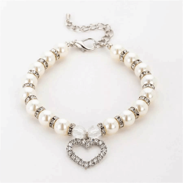 Heart and Pearl Necklace- White