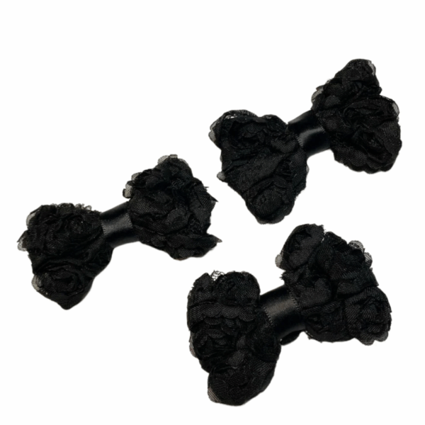 Black Chiffon Rosette Hairbows
