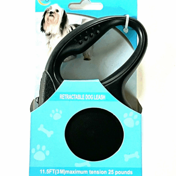 Retractable Dog Pet Leash 11.5ft (3m) Maximum Tension 25 Lbs Black Color