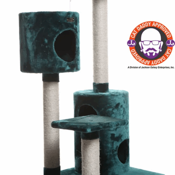 Real Woood Cat Tree House W 2 Private Condos 43" Green