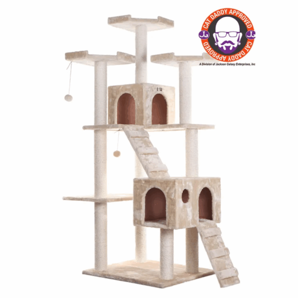 Real Wood 74" Multi-Level Cat Tree Large Cat Play Furniture