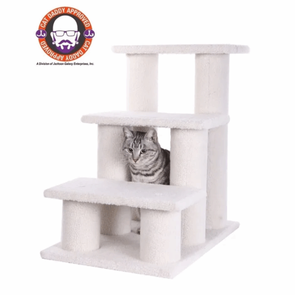 Real Wood 3 Step Cat Step Stairs Ramp,  25" Dogs Climber