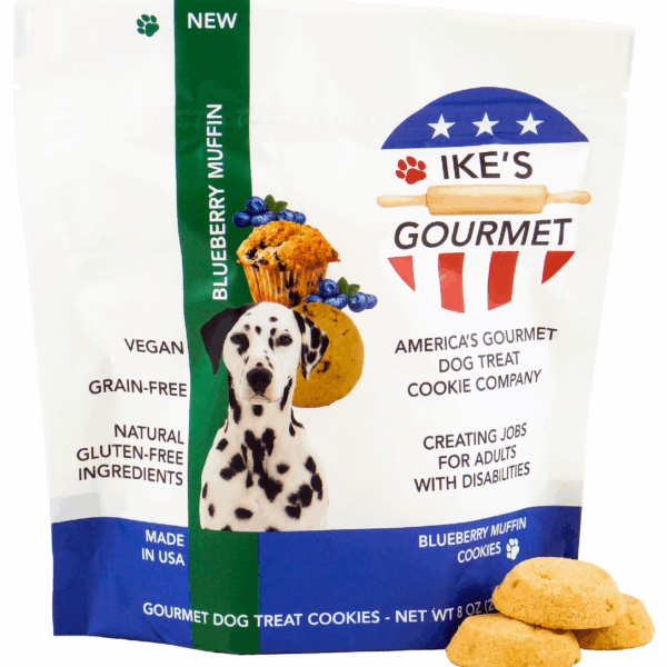 Ike's Gourmet Blueberry Muffin Dog Treat Cookies - Real Fruit Shortbread Cookies Vegan and All-Natural Grain and Gluten Free Made in USA