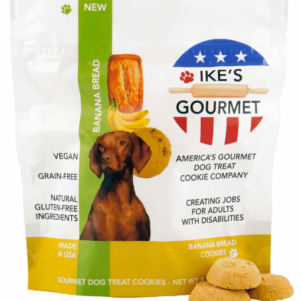 Ike's Gourmet Banana Bread Dog Treat Cookies - Real Fruit Shortbread Cookies Vegan and All-Natural Grain and Gluten Free Made in USA