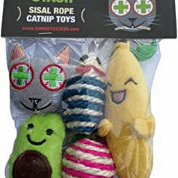 Smokey's Stash Catnip Toys-Avocado, Banana & Sisal Rope Toys