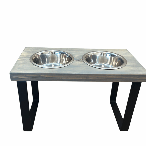 Metal dog bowl feeder