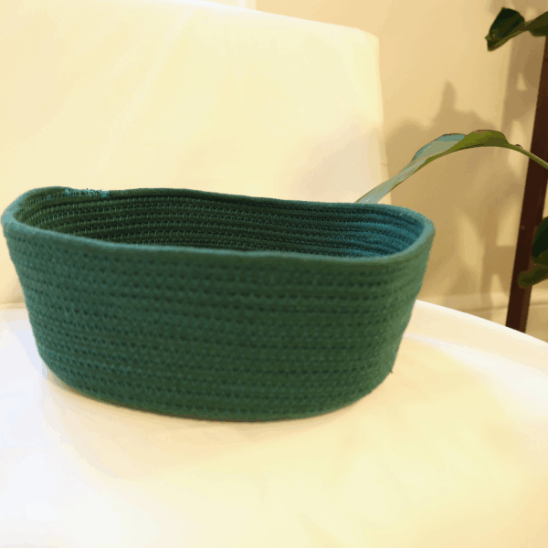 Handmade Sustainable Cotton Rope Basket (Green)