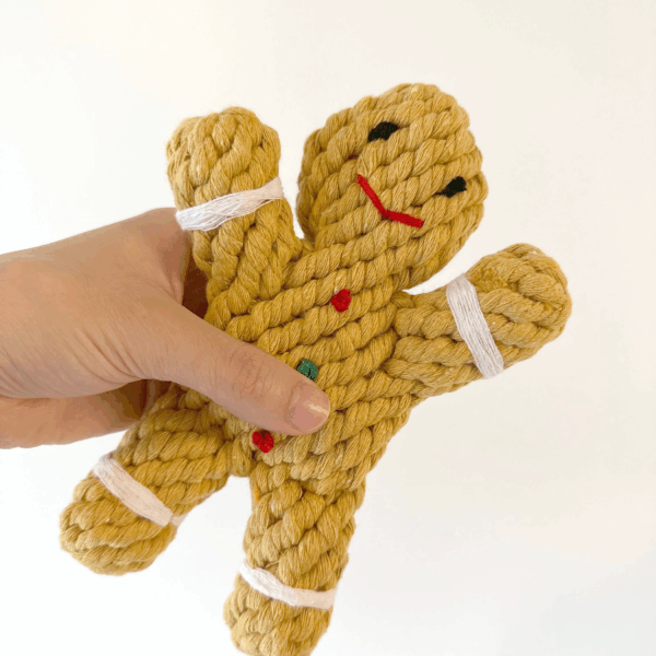 Handmade Sustainable Gingerman Rope Toys, Dog Chew Toys