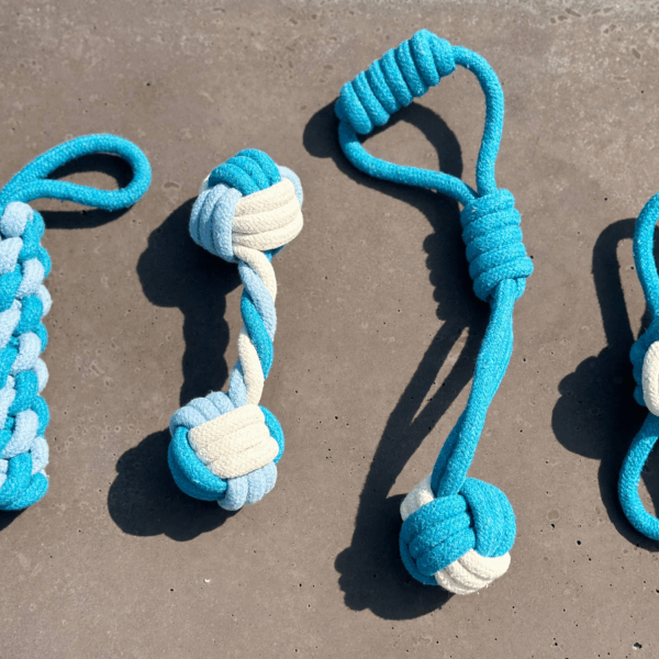 Handmade Sustainable Rope Toys 4 Pc Set, Rope Chew Toys