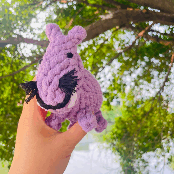 Handmade Sustainable SMALL Hippo Dog Rope Toys