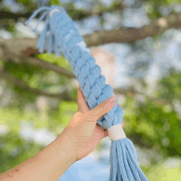 Large Aqua Handmade Macrame Candy Rope for Big Dogs