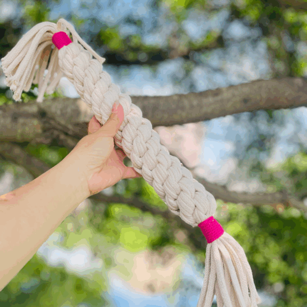 Large Cream White Handmade Macrame Candy Rope for Big Dogs