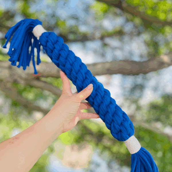 Large Ocean Blue Handmade Macrame Candy Rope for Big Dogs