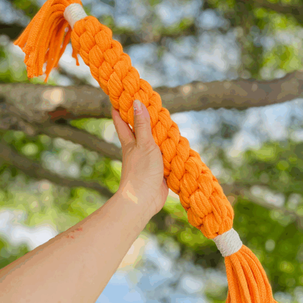 Large Orange Handmade Macrame Candy Rope for Big Dogs