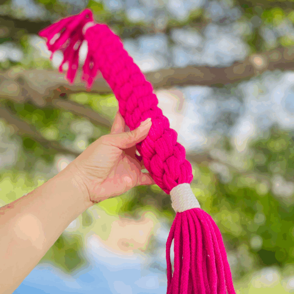 Large Rose Red Handmade Macrame Candy Rope for Big Dogs