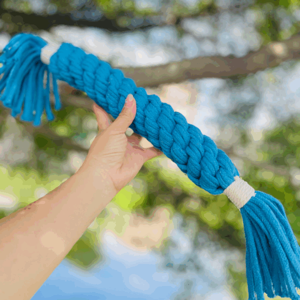 Large Sky Blue Handmade Macrame Candy Rope for Big Dogs