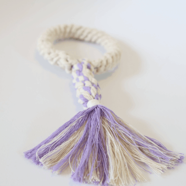 Macrame Dog Rope Toy for Puppies | Tug  Toys Purple and Whit
