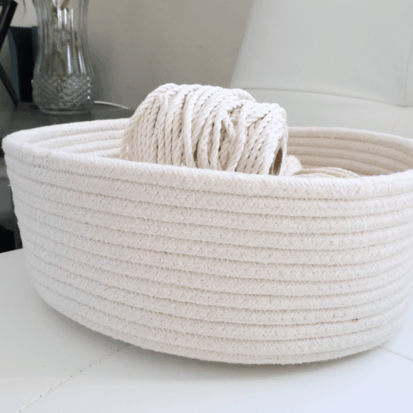 Recycled Cotton Rope Storage Basket-White