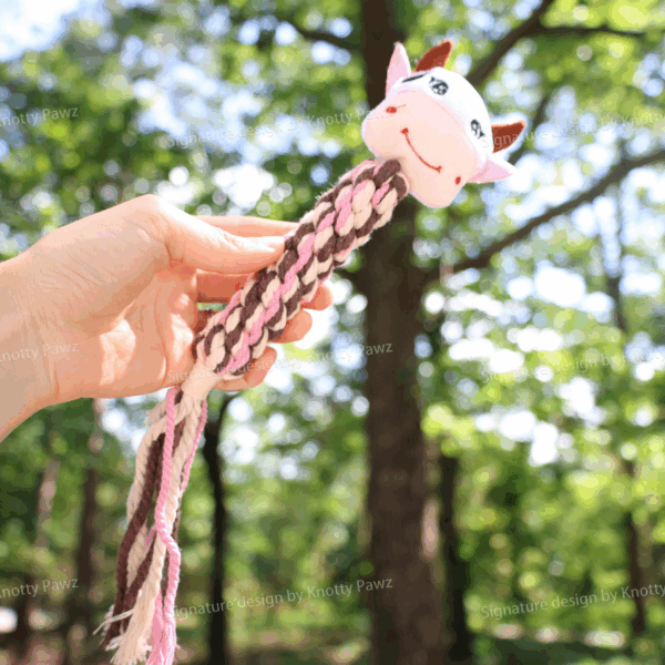 Eco- Cow Dog Rope Plush Squeaky Toy