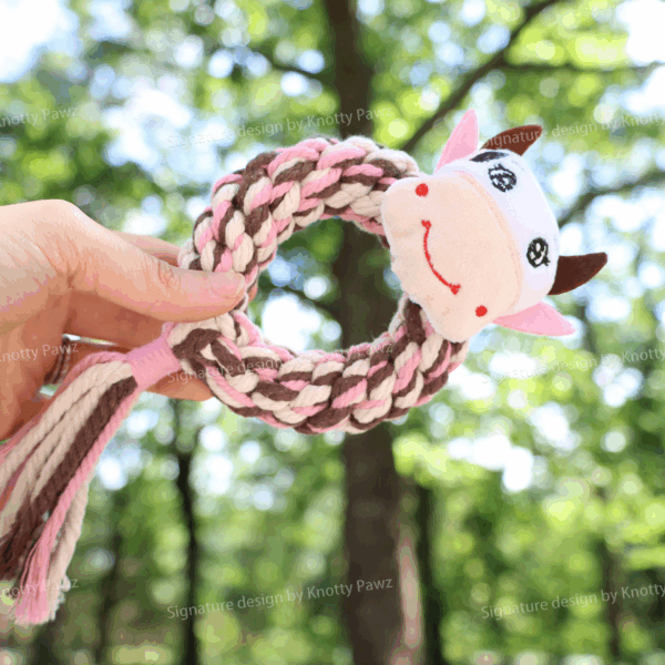 Eco-Cow Dog Rope Toy| Macrame Dog Tug Toys | Dog Chew Toys