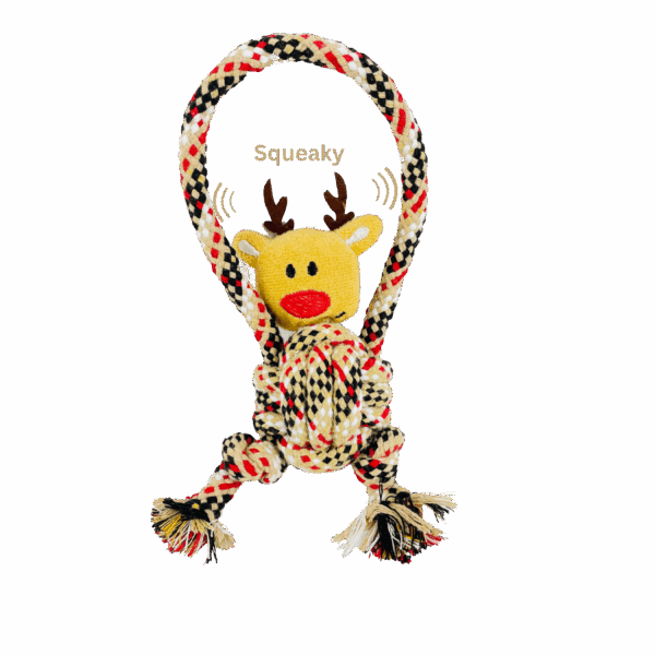 Eco-Deer Cotton Knotted Rope Chew Dog Plush Toy 3 in 1