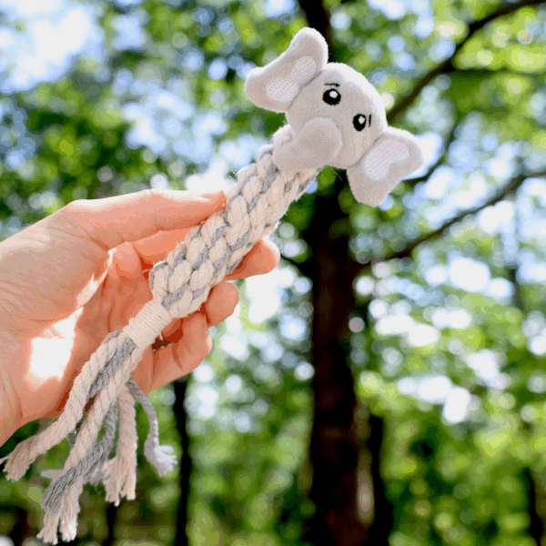 Eco-Ele Dog Handmade Rope Toy, Plush, Squeaky and Tug of War
