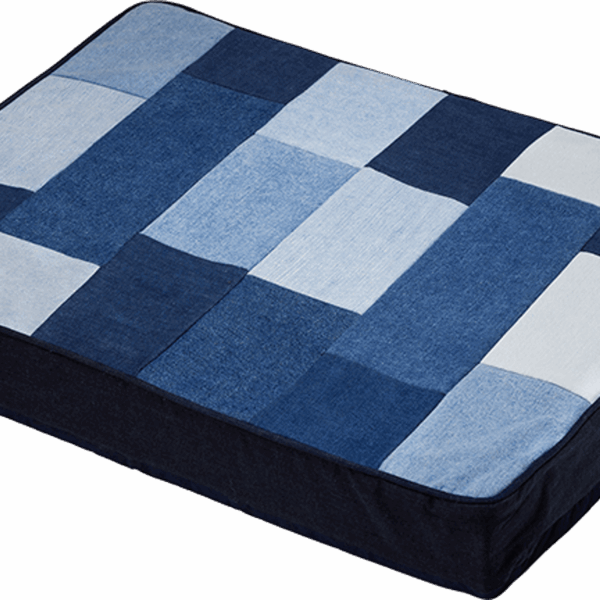 Patched Denim Dog Bed