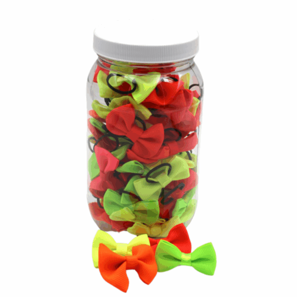 GD103 | 50-100 Neon Groomers Dinky dog / cat bows in a jar|Pets Ribbons