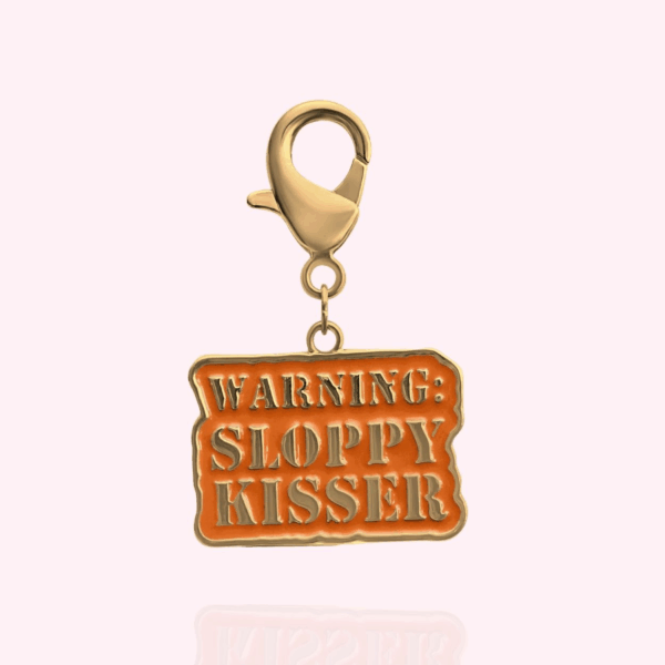 "Warning: Sloppy Kisser" Dog Collar Charm