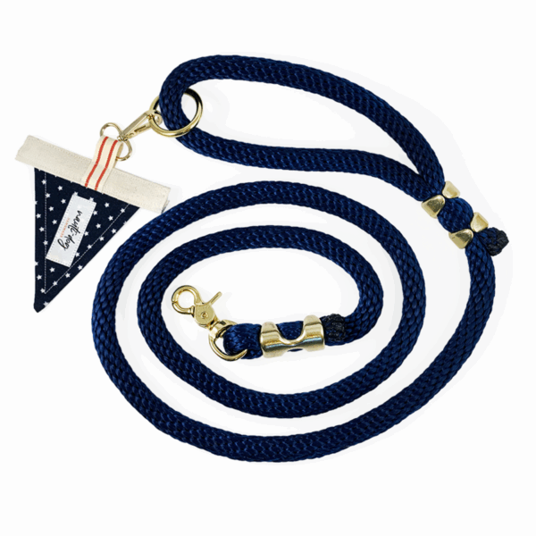 Independence Patriotic American Star Navy Premium Rope Dog Leash