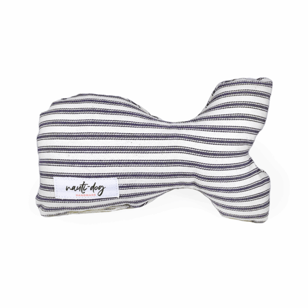 Naval Rigging Navy Ticking Stripe Woven Stuffed Squeaker Wubby Dog Toy