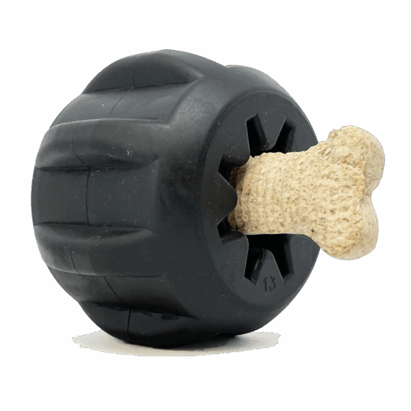 Magnum Black ID Gear Treat Pocket Durable Rubber Treat Holder and Chew Toy
